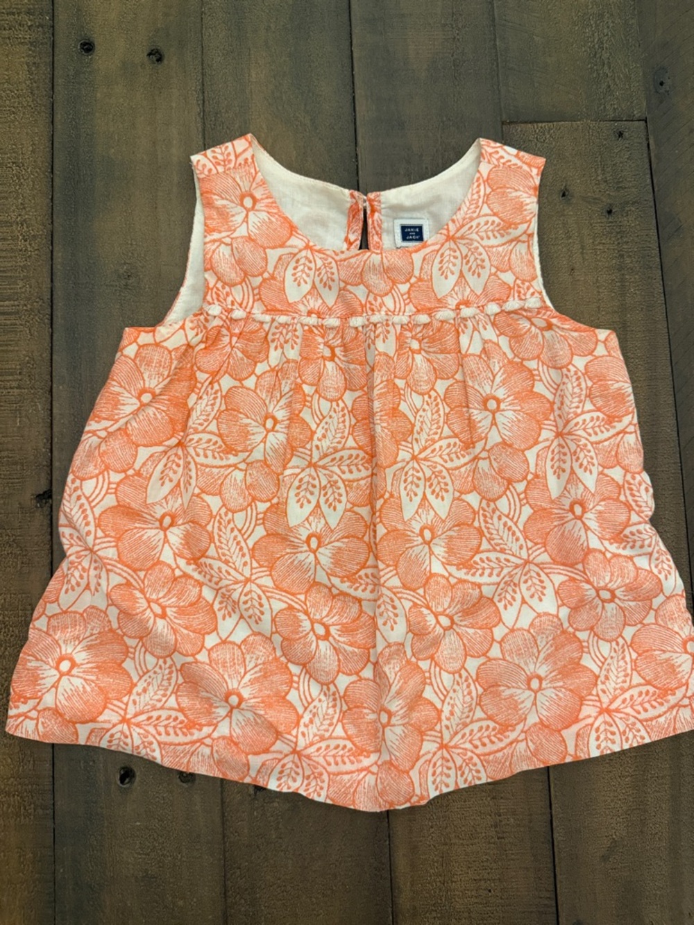 Janie & Jack Girls size 2T, Floral Sleeveless Tank Top in Coral and White